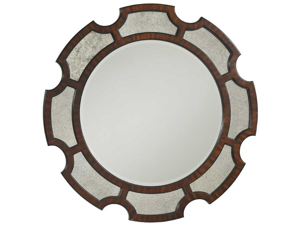 Kensington Place Del Mar Round Wall Mirror in Oxford Brown