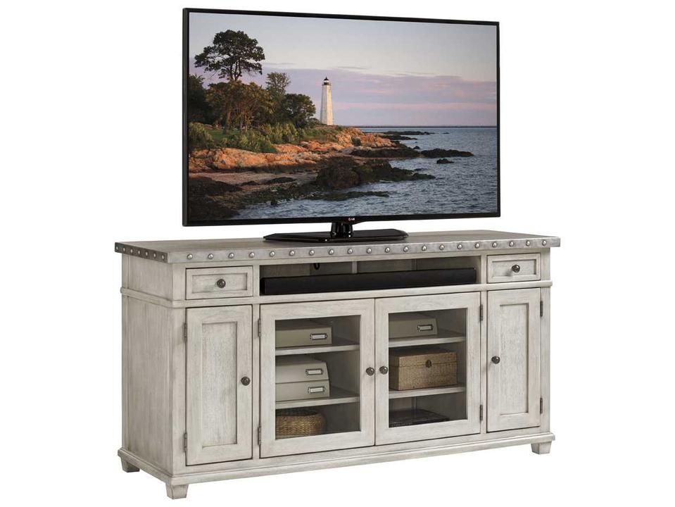 Oyster Bay Shadow Valley 64-Inch Media Console with Burnished Stainless Steel Top