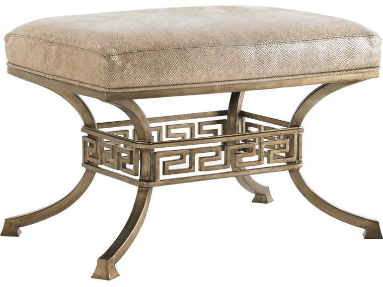 Tower Place Upholstered Ottoman with Gold Leaf Metal Base