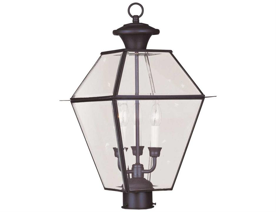 Westover 3-Light Outdoor Post-Top Lantern in Bronze
