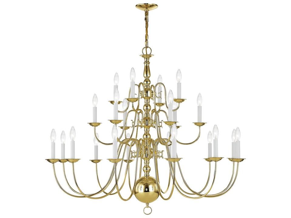 22-Light Williamsburgh Candelabra Chandelier in Polished Brass