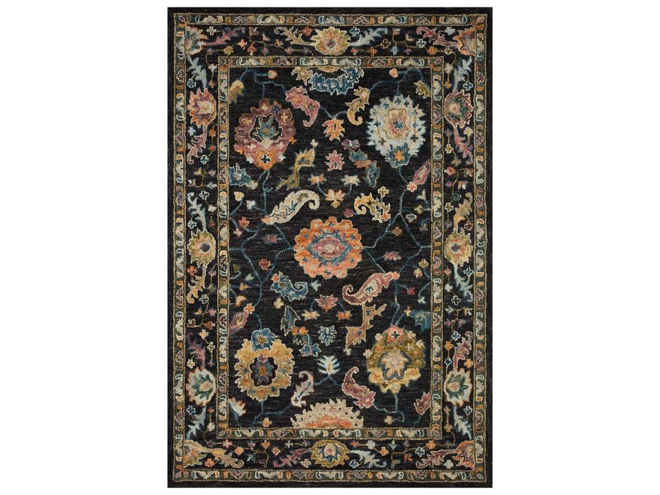 Padma Collection Hand-Hooked Wool Area Rug Black Multi