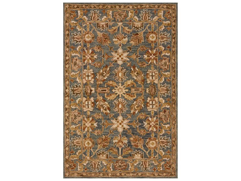 Victoria Floral Hand Hooked Wool Area Rug in Slate