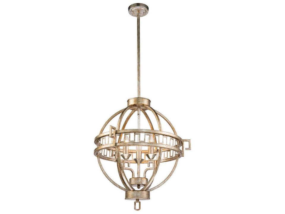 Lemuria 3-Light Antique Silver Candelabra Globe Chandelier
