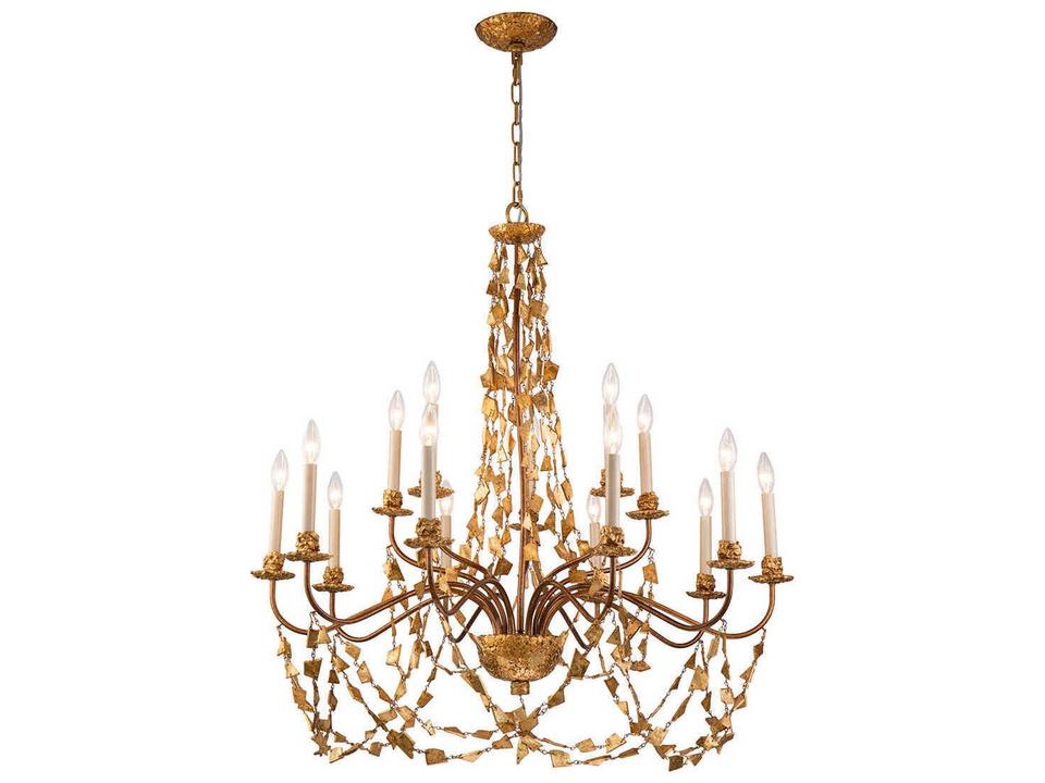Mosaic 15-Light Chandelier in Antiqued Gold Leaf
