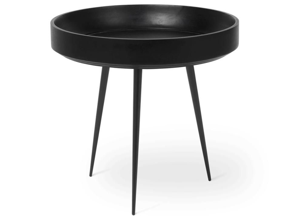 Bowl Round Wood Coffee Table in Black Stained Mango Wood