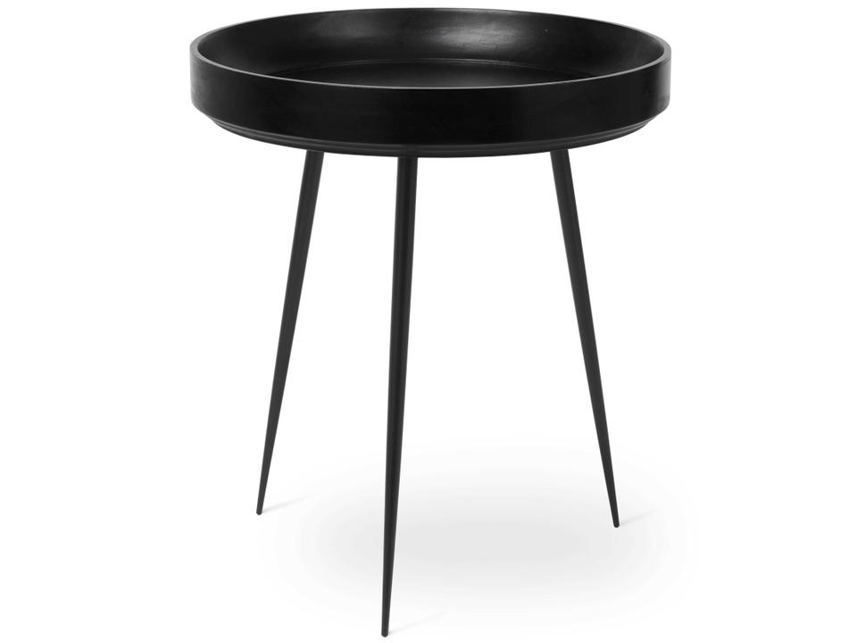 Bowl Round Mango Wood End Table in Black Stain
