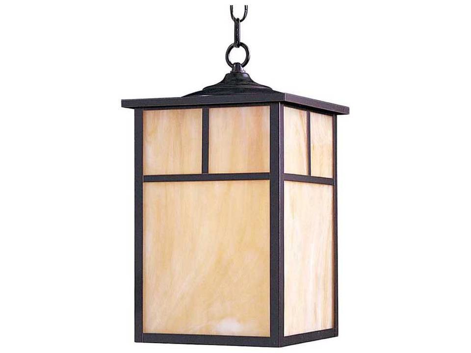 Coldwater 1-Light Outdoor Hanging Lantern with Honey Glass in Burnished