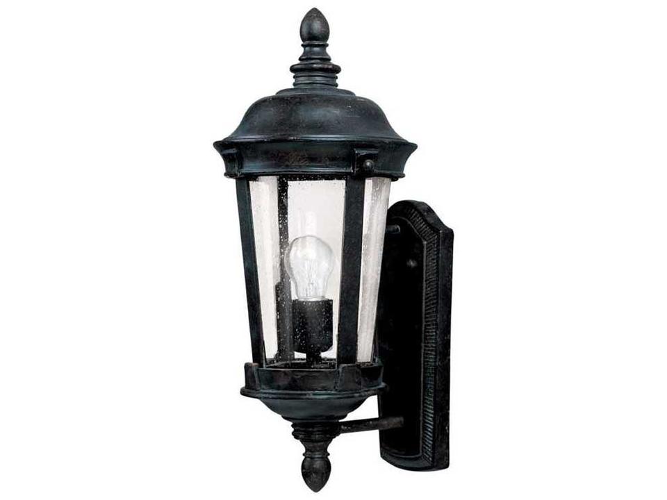 Dover DC 1-Light Outdoor Wall Lantern with Seedy Glass in Bronze