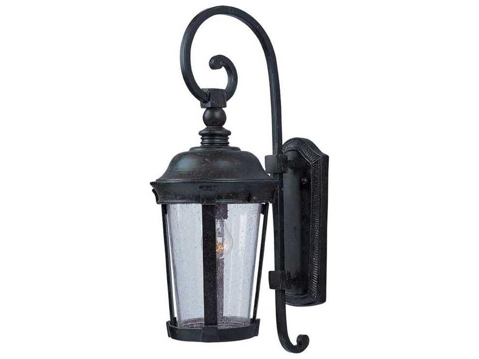Dover DC 1-Light Outdoor Wall Lantern in Bronze with Seedy Glass