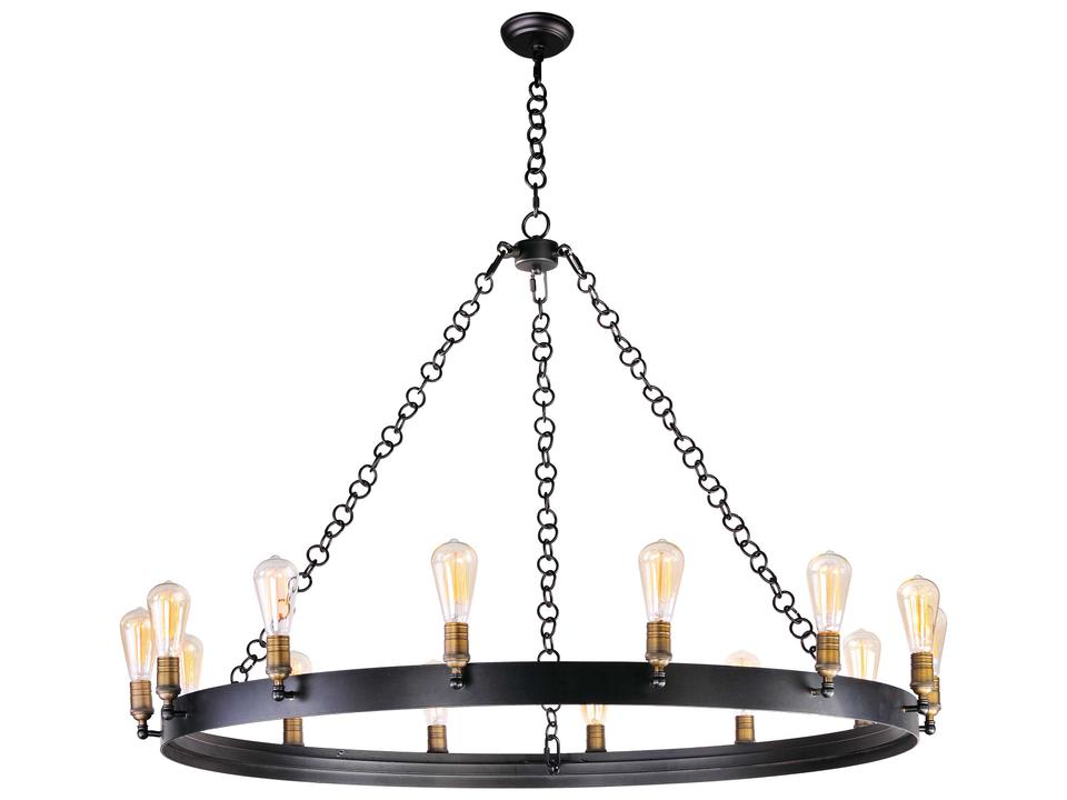 Noble 14-Light Chandelier in Black Natural Aged Brass