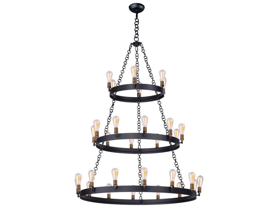 Noble 30-Light Tiered Chandelier Black Natural Aged Brass