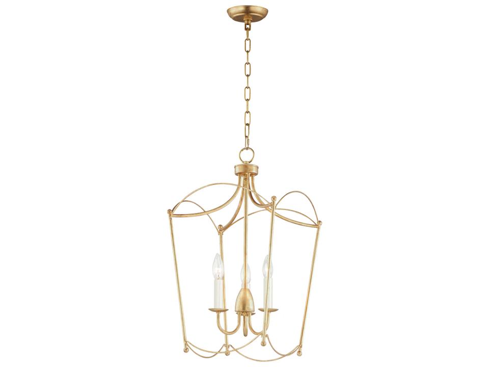 3-Light Plumette Chandelier in Gold Leaf Finish