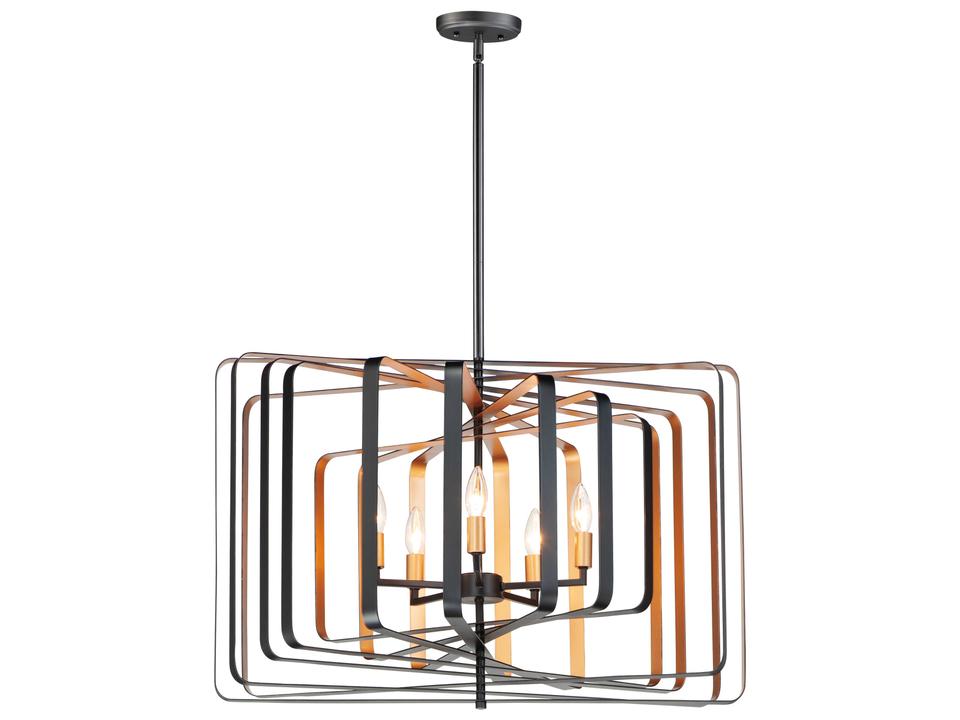 Radial 5-Light Pendant Light in Black Gold Finish