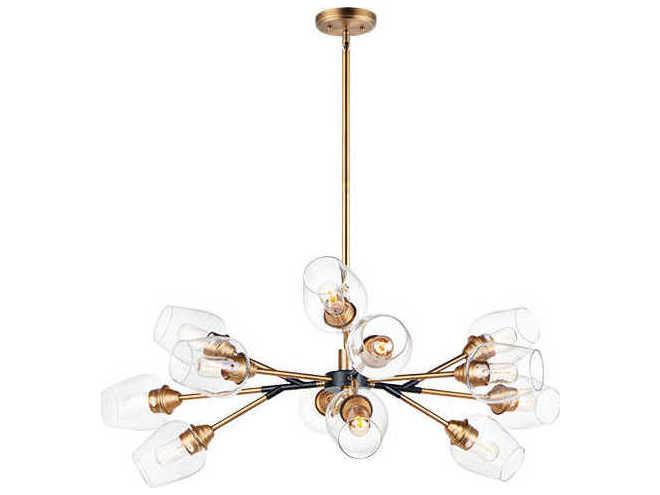 Savvy 12-Light Chandelier in Antique Brass and Black