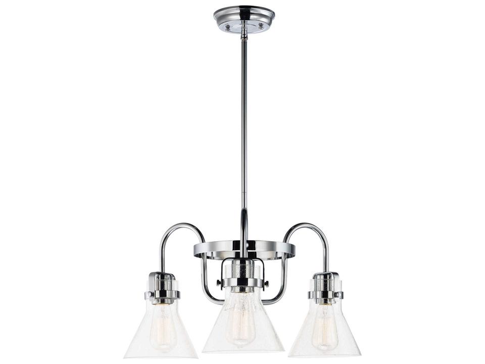 Seafarer 3-Light Chandelier in Polished Chrome with Seedy Glass