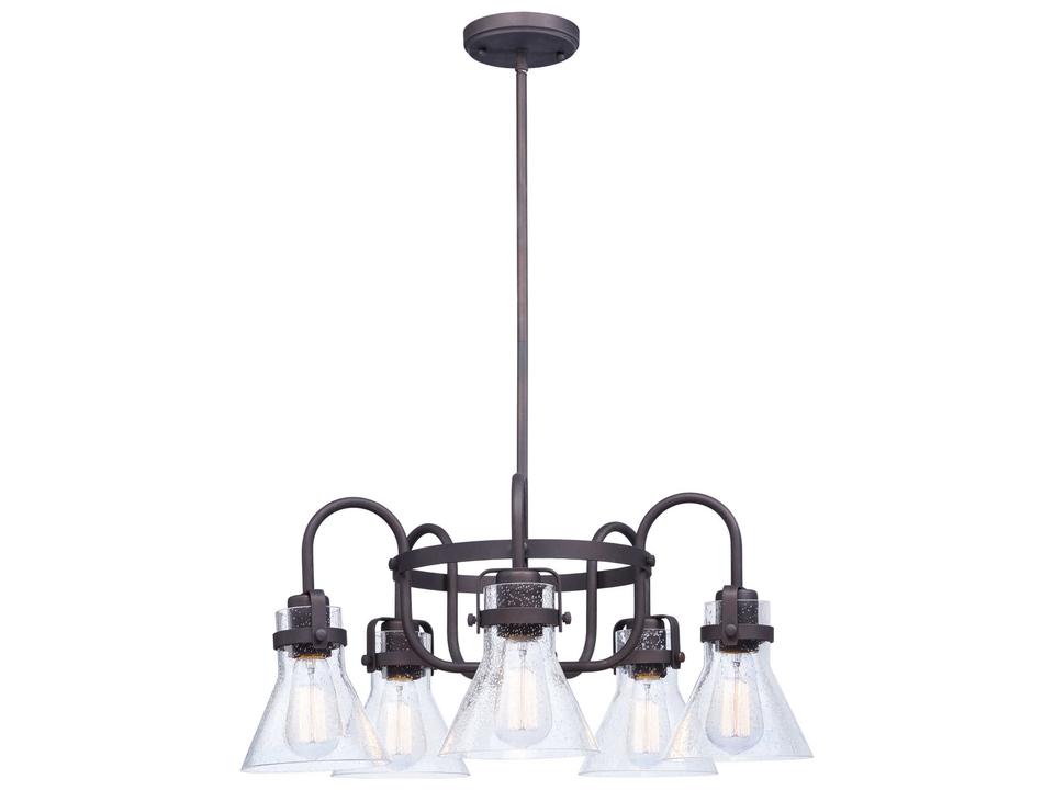 Seafarer 5-Light Chandelier in Oil Rubbed Bronze with Seedy Glass