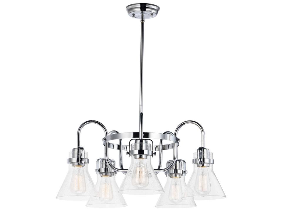 5-Light Seafarer Chandelier with Clear Seedy Glass in Polished Chrome