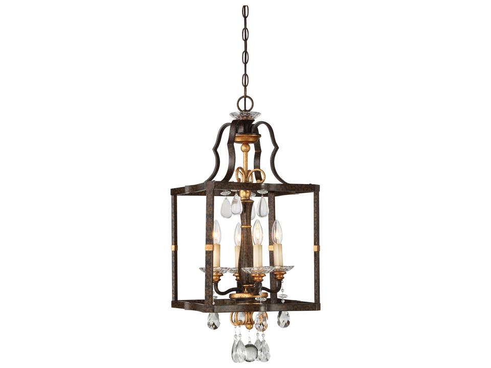 Chateau Nobles 4-Light Pendant in Raven Bronze and Sunburst Gold