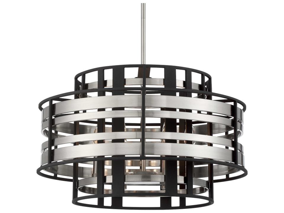 Preston 6-Light Chandelier in Brushed Nickel and Sand Coal Black