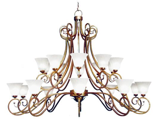 Angelo 20-Light Autumn Leaf Glass Bell Tiered Chandelier