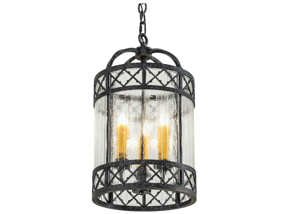 Antencio 3-Light Gunmetal Glass Candelabra Cylinder Chandelier with Seeded Glass