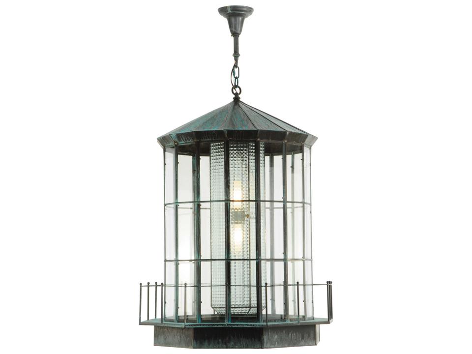Lighthouse 2-Light Outdoor Lantern Pendant in Verdigris Green