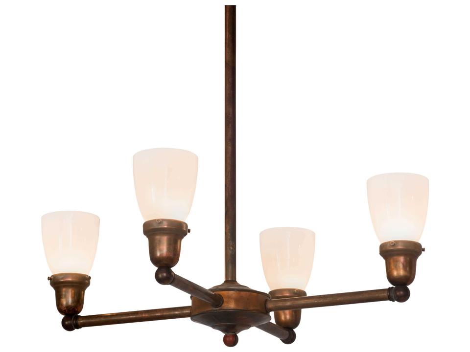 Tiffany 4-Light Revival Chandelier in Vintage Copper with Opal White Glass Shades