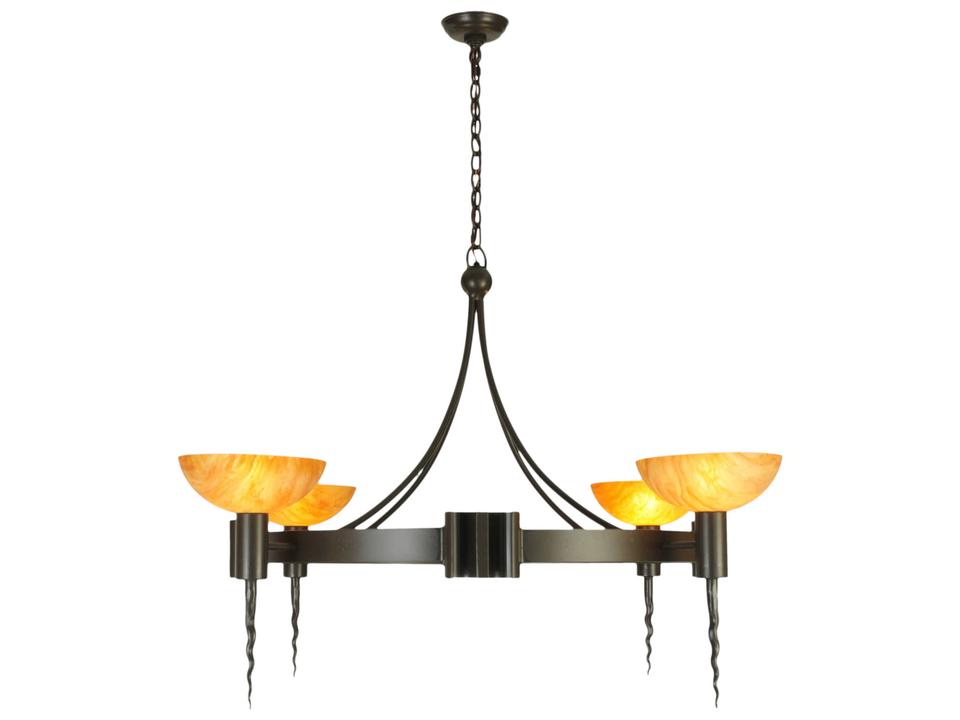 Tiffany Kuberic 4-Light Chandelier in Timeless Bronze with Amber Glass