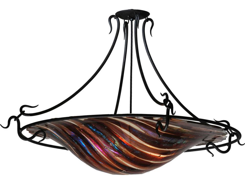 Metro Fusion 3-Light Brown Art Glass Bowl Semi Flush Mount