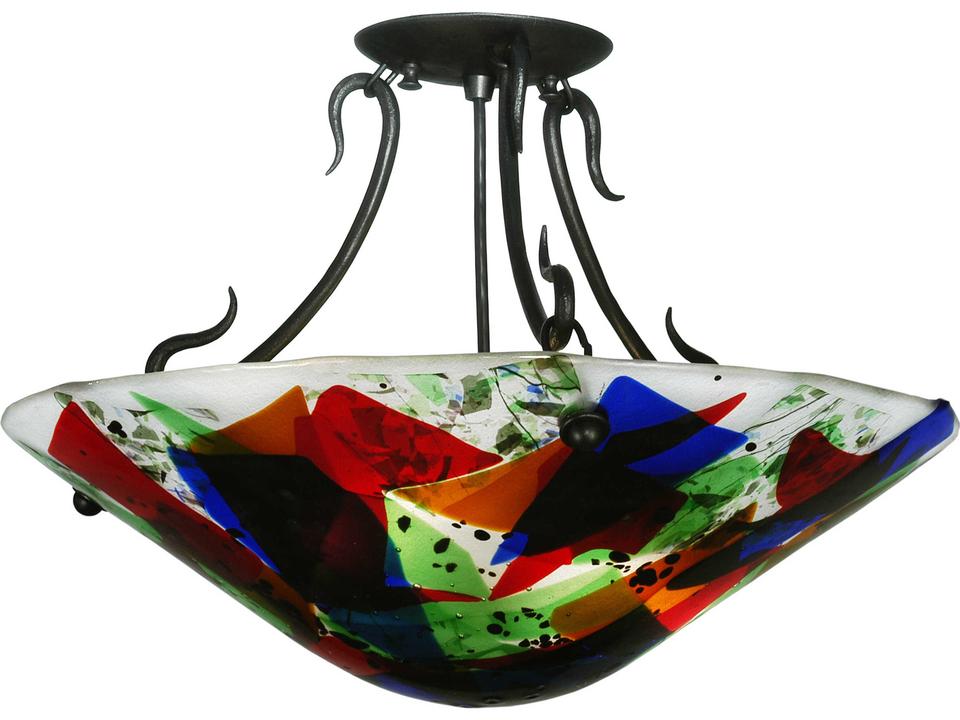 Metro Fusion 2-Light Black Tiffany Bell Semi Flush Mount