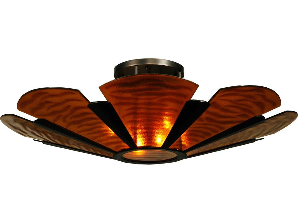 Metro Fusion Elite 6-Light Semi Flush Mount in Mahogany Bronze with Amber Glass