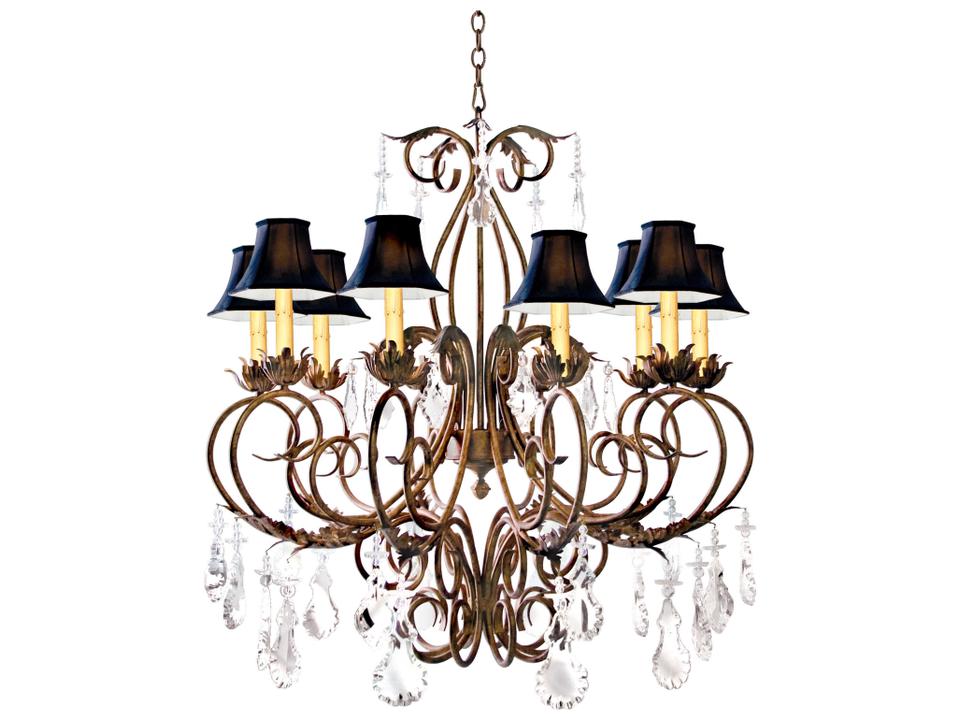 Felicia 10-Light Warm Autumn Leaf Black Crystal Empire Chandelier