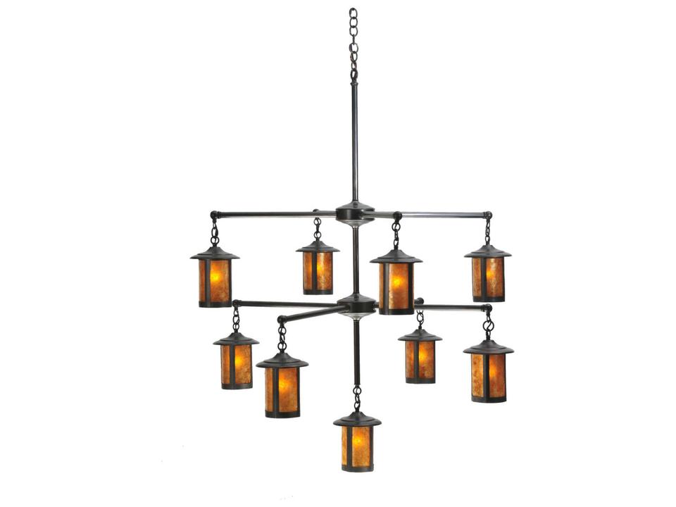 Fixtures 9-Light Brown Glass Cylinder Lantern Chandelier