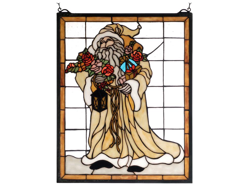 Father Christmas Stained Glass Window Panel Art