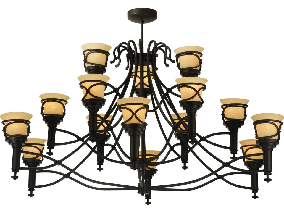 Gothic 15-Light Black Glass Bell Chandelier
