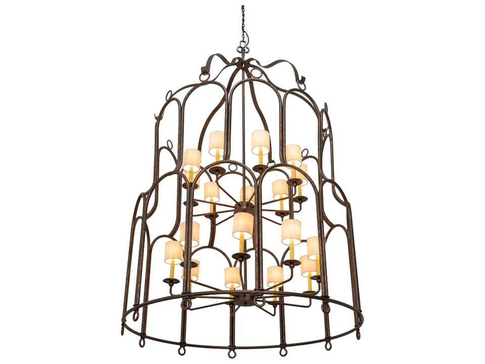 Grand Stair 18-Light Candelabra Drum Chandelier in Gilded Tobacco Brown