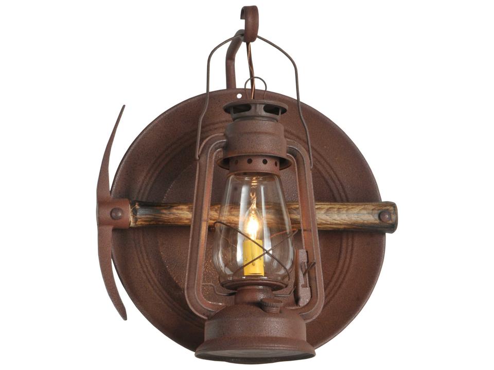 Miners Lantern 1-Light Outdoor Wall Sconce in Distressed Rust