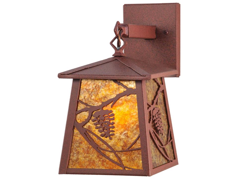 Whispering Pines 1-Light Lantern Outdoor Wall Sconce in Rust