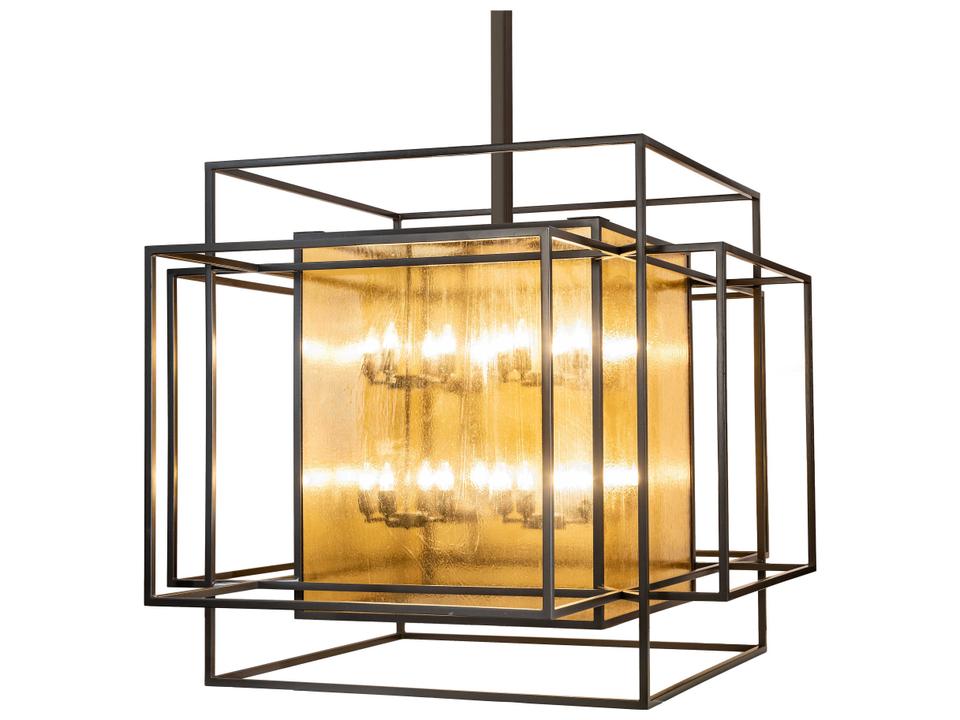 Kitzi Box 32-Light Geometric Candelabra Chandelier in Timeless Bronze