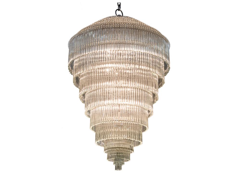 Marquee 24-Light Tiered Chandelier with Sparkle Silver Finish and Polished Glass Rods