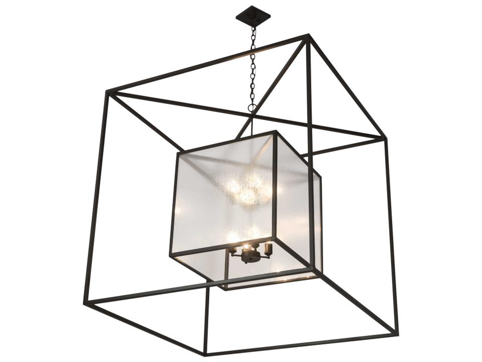 Kitzi Box 8-Light Bronze Glass Geometric Chandelier