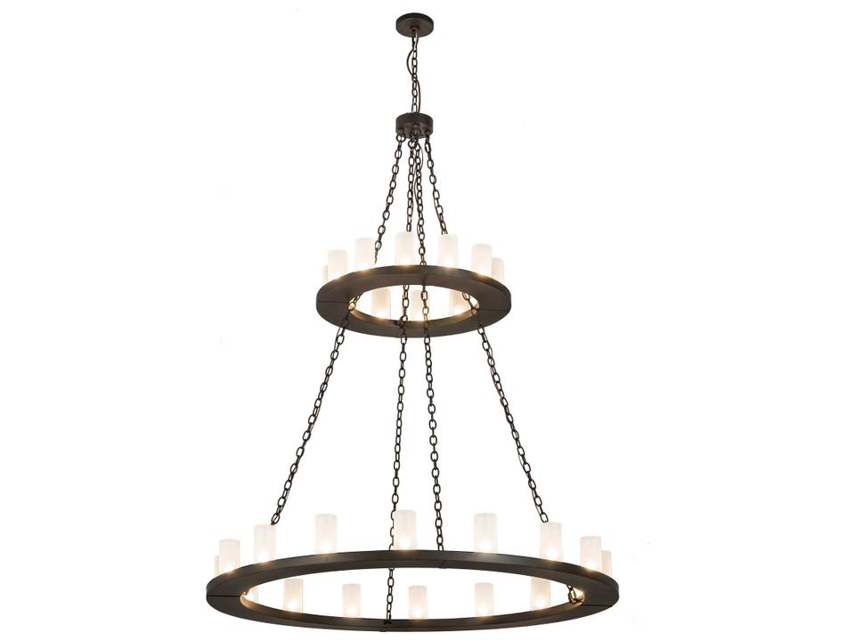 28-Light Loxley Tiered Chandelier with Frosted Glass Cylinders Oil Rubbed Bronze