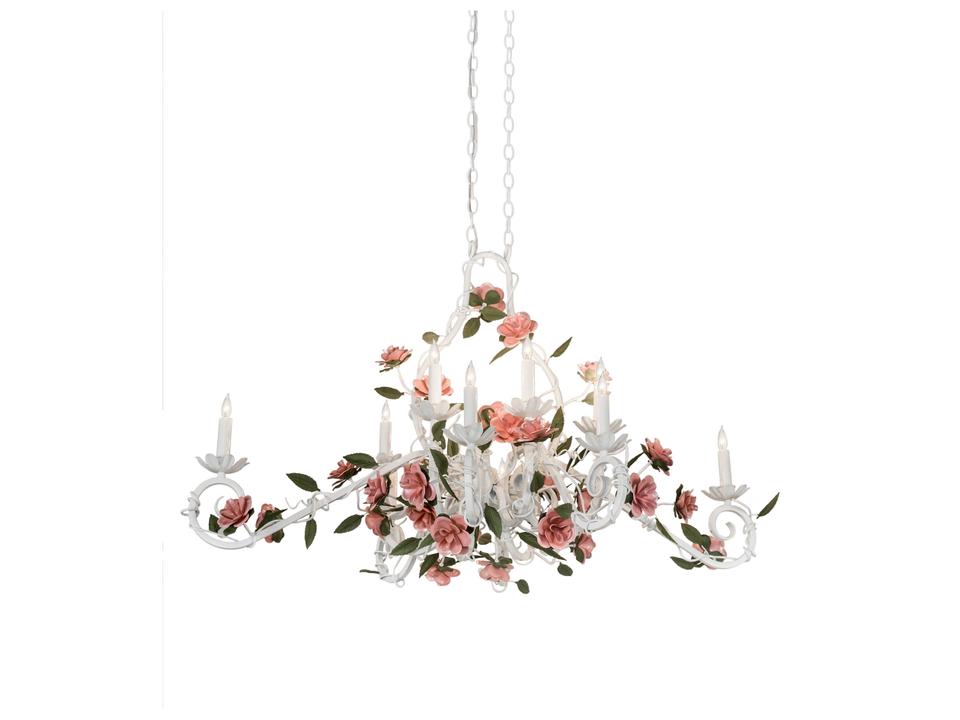 Symphony 12-Light Rose Basket Oblong Chandelier in Oil Rubbed Bronze with Multi-Color Glass