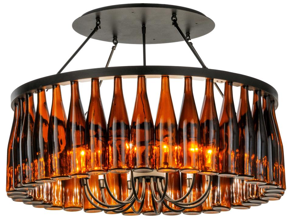 Tuscan Vineyard 1-Light Black Glass Drum Chandelier