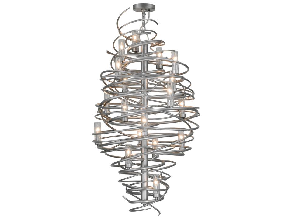 Cyclone 18-Light Silver Cylinder Tiered Chandelier