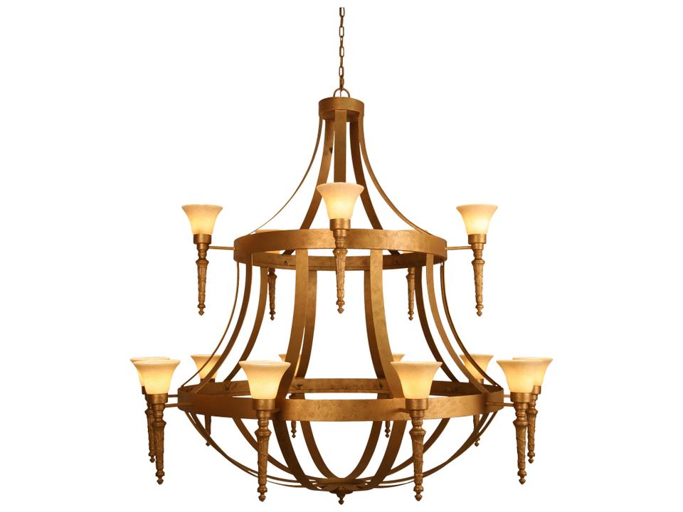 Lodge 15-Light Black Bell Tiered Chandelier