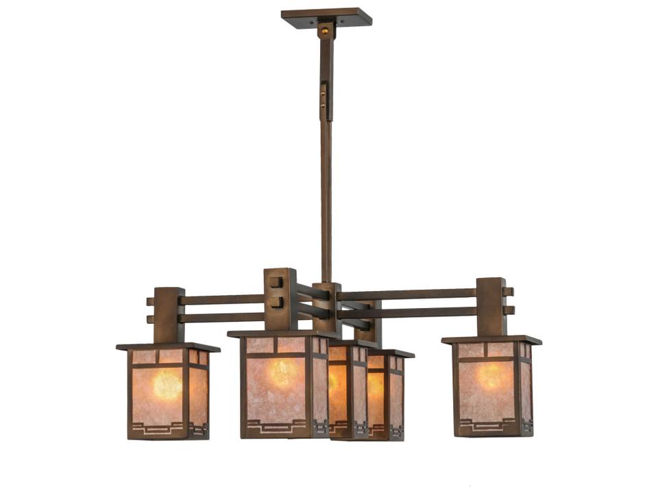 Mission 5-Light Copper Geometric Lantern Chandelier