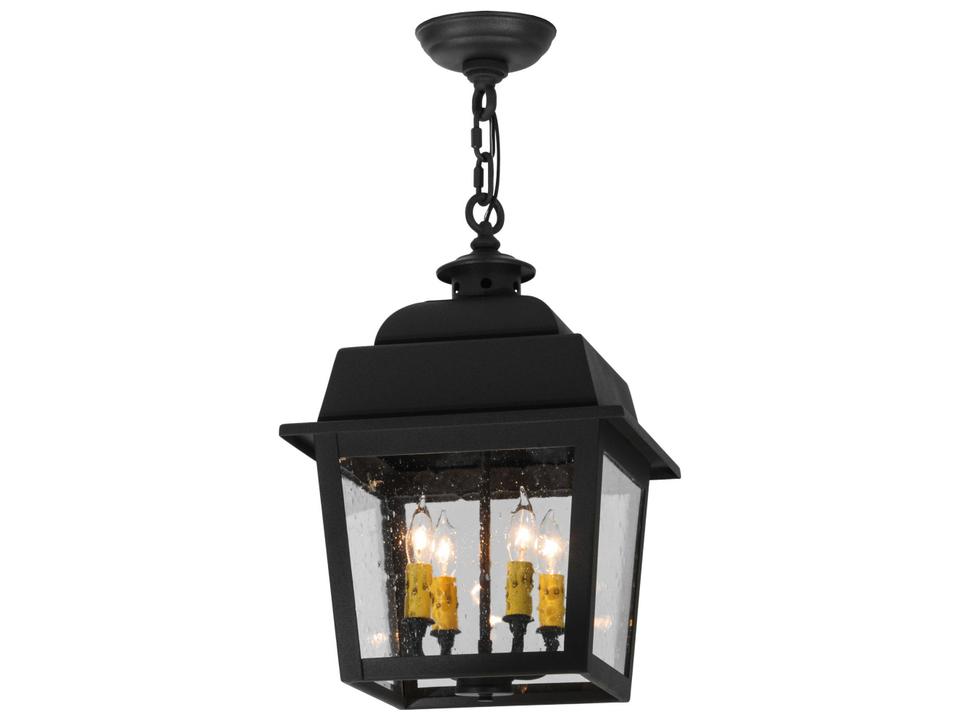 Stockwell 4-Light Outdoor Hanging Lantern in Wrought Iron Finish