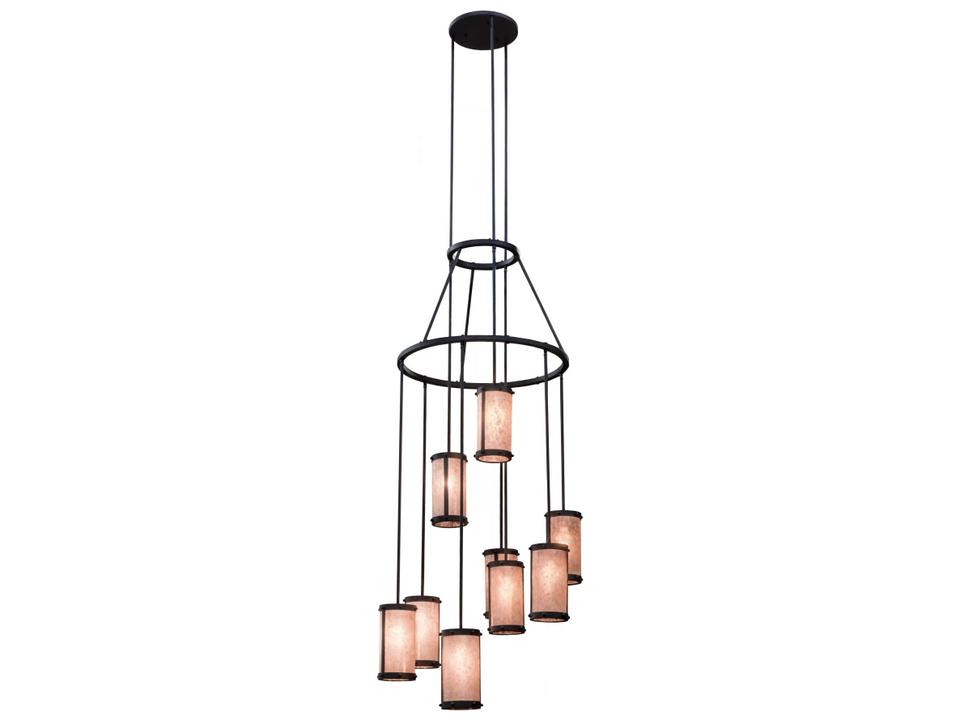 Cartier 9-Light Transitional Chandelier with Silver Mica Shades and Costello Black Finish